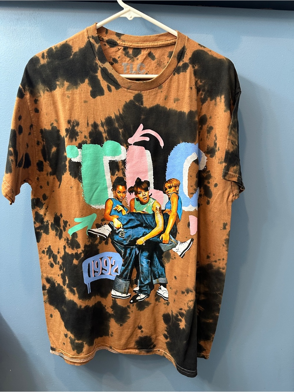 TLC T-Shirt Hip Hop R&B 1992 Tan Black Tie Dye NEW Sz XL unisex